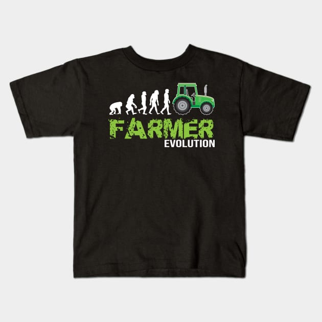 Evolution of a farmer - Funny tractor farming gift Kids T-Shirt by Shirtbubble